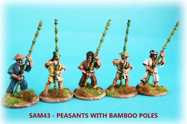 28mm 16th Century Samurai Peasants with Bamboo Poles x 12 SAM45 